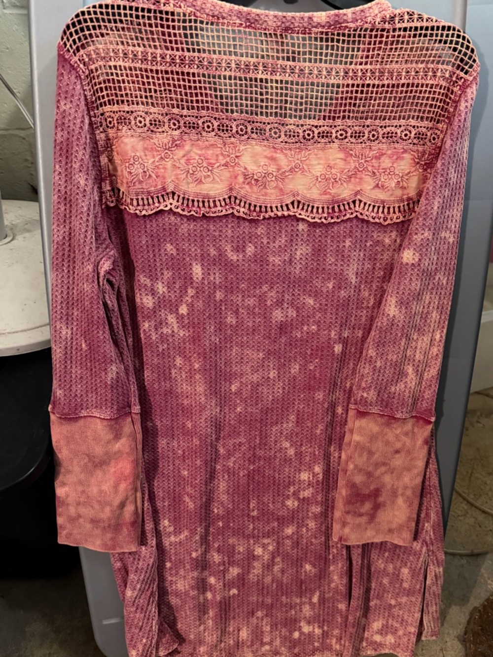 Aratta Dusty Rose Embroidered Crochet Yoke Tunic Dress - Picture 4 of 4